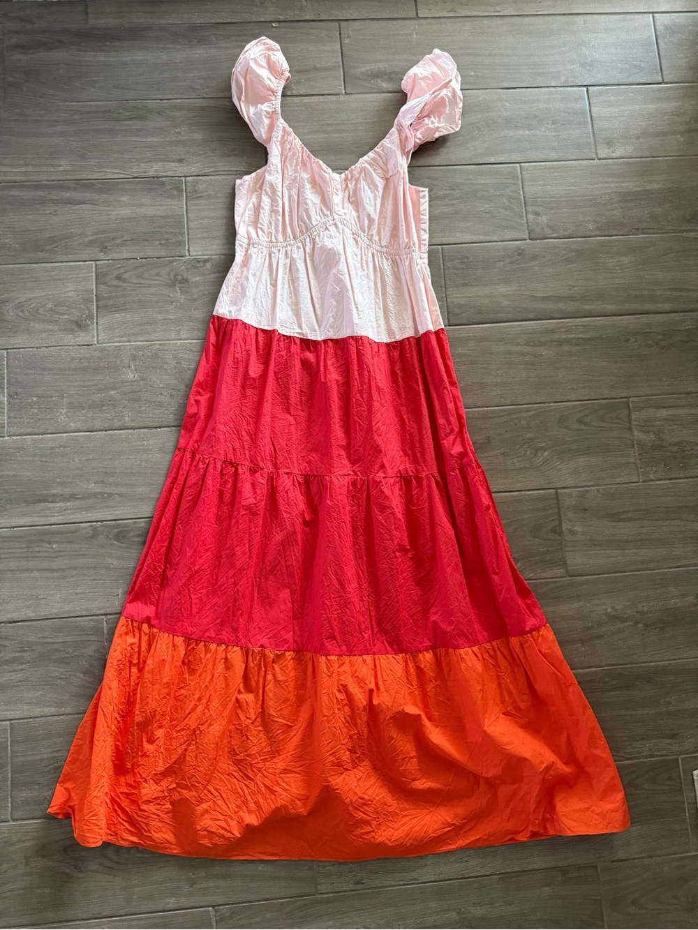 Ellison Tiered Colorblock Maxi Dress - Pink, Red & Orange
